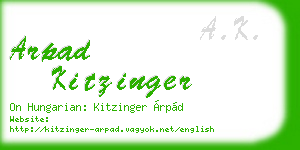 arpad kitzinger business card
